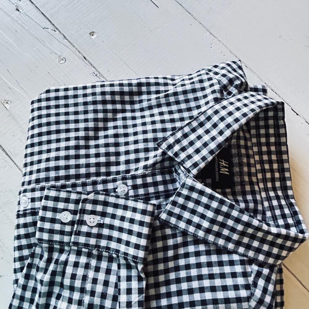 H&M Black and White Gingham Button-Up Shirt